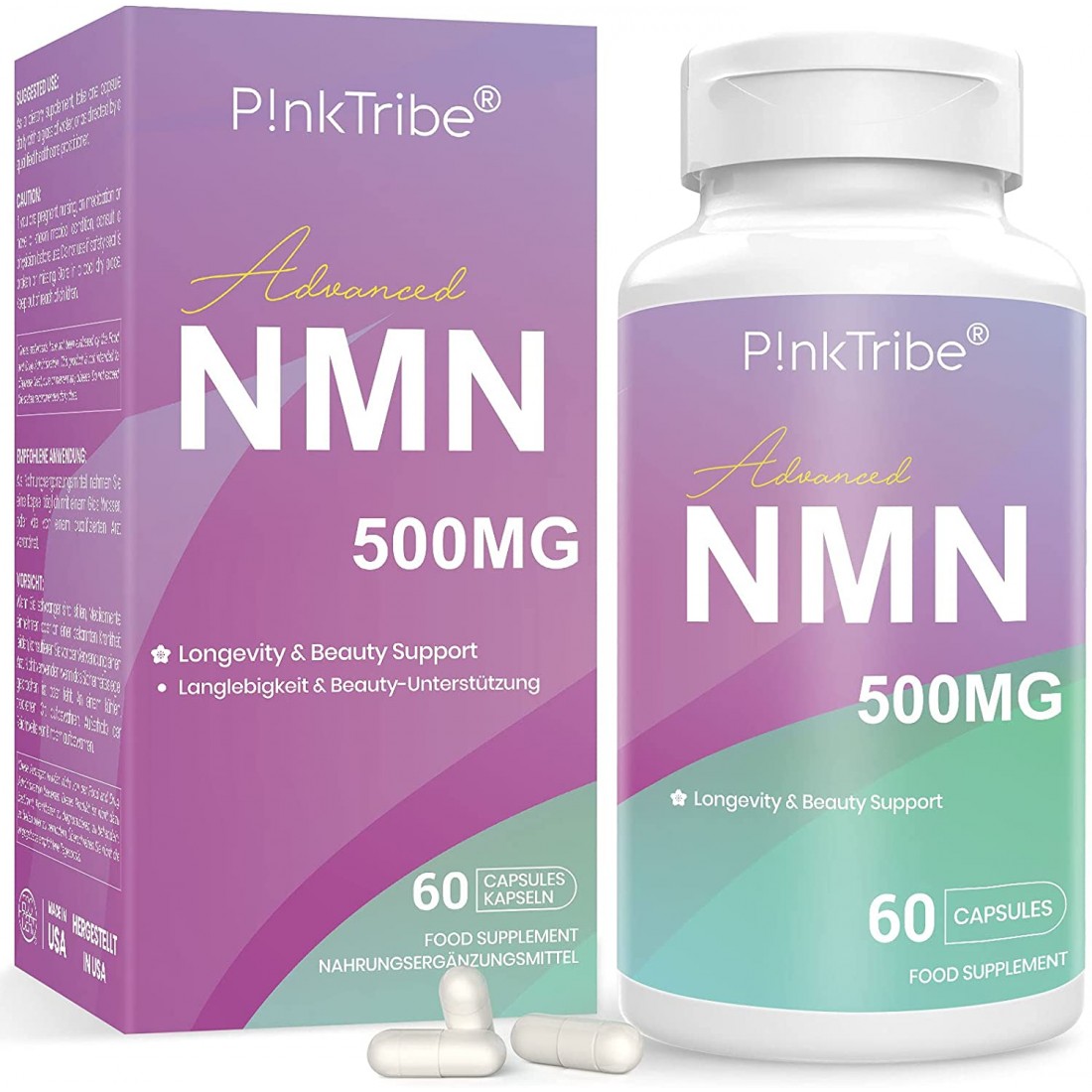 Buy PinkTribe NMN Capsules With Maximum Strength NMN 500mg With