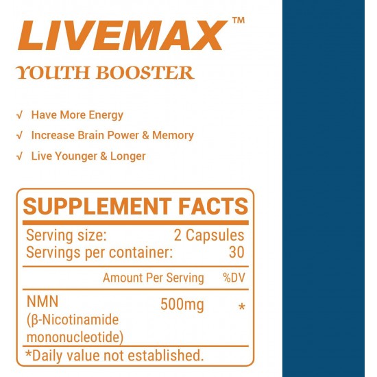 LIVEMAX NMN Capsules with Maximum Strength 500mg 60 Capsules