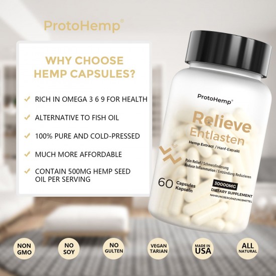 ProtoHemp Hemp Oil 30000mg 60 Capsules, Hemp Extract Capsule