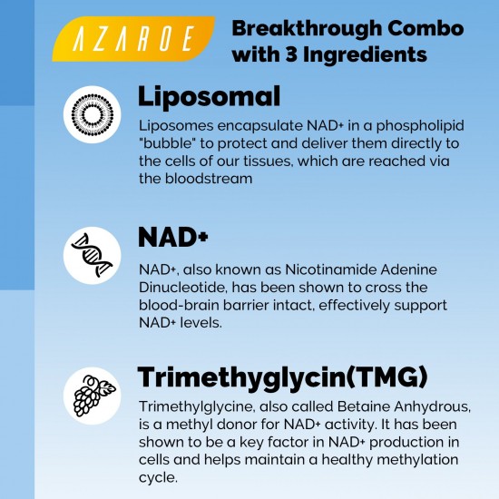 Azaroe Liposomal NAD+ Softgels with TMG 750mg 60 Softgels