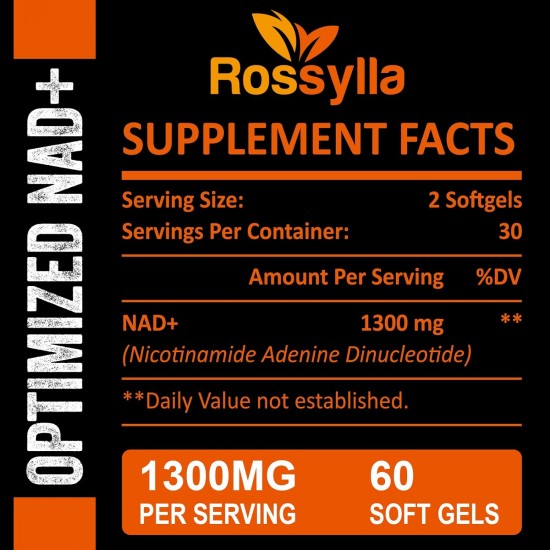 Rossylla 1300MG Liposomal NAD+ Supplement, 60 Softgels