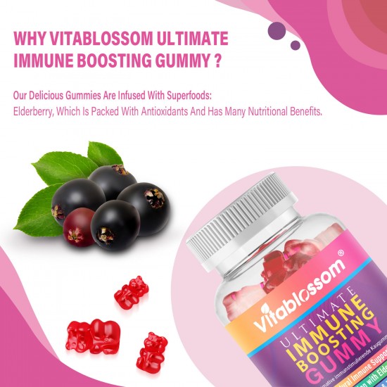 Vitablossom Black Elderberry Gummies with Zinc and Vitamin C for Adults and Kids