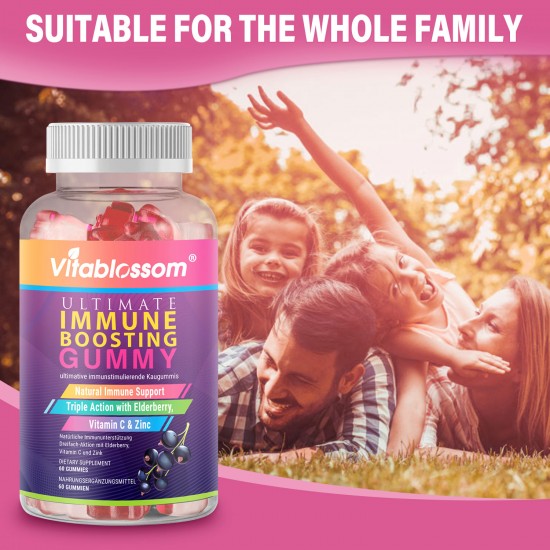 Vitablossom Black Elderberry Gummies with Zinc and Vitamin C for Adults and Kids